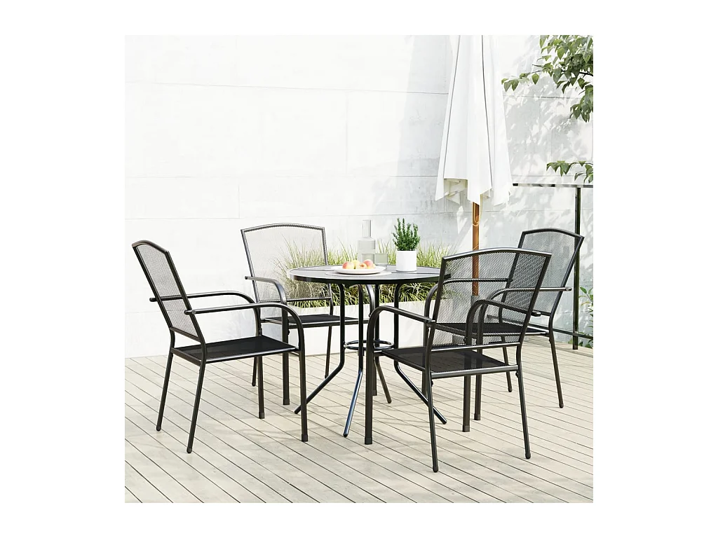 Ensemble de chaises de jardin empilables 5 pièces anthracite