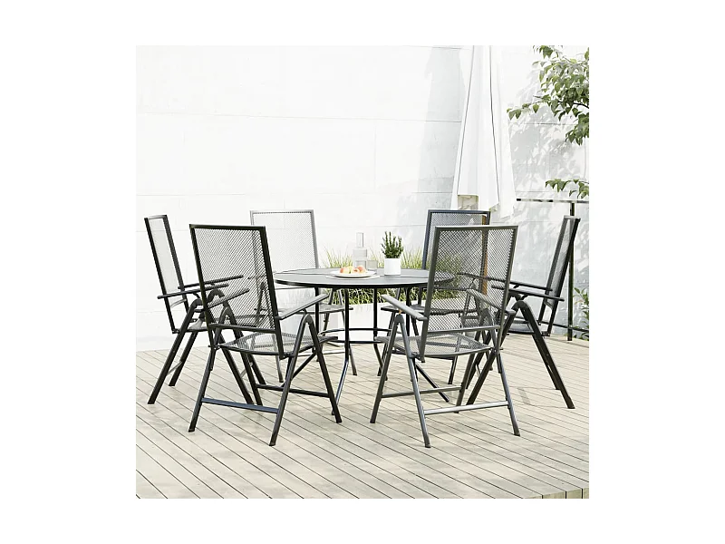 Ensemble de chaises de jardin inclinables 7 pièces anthracite