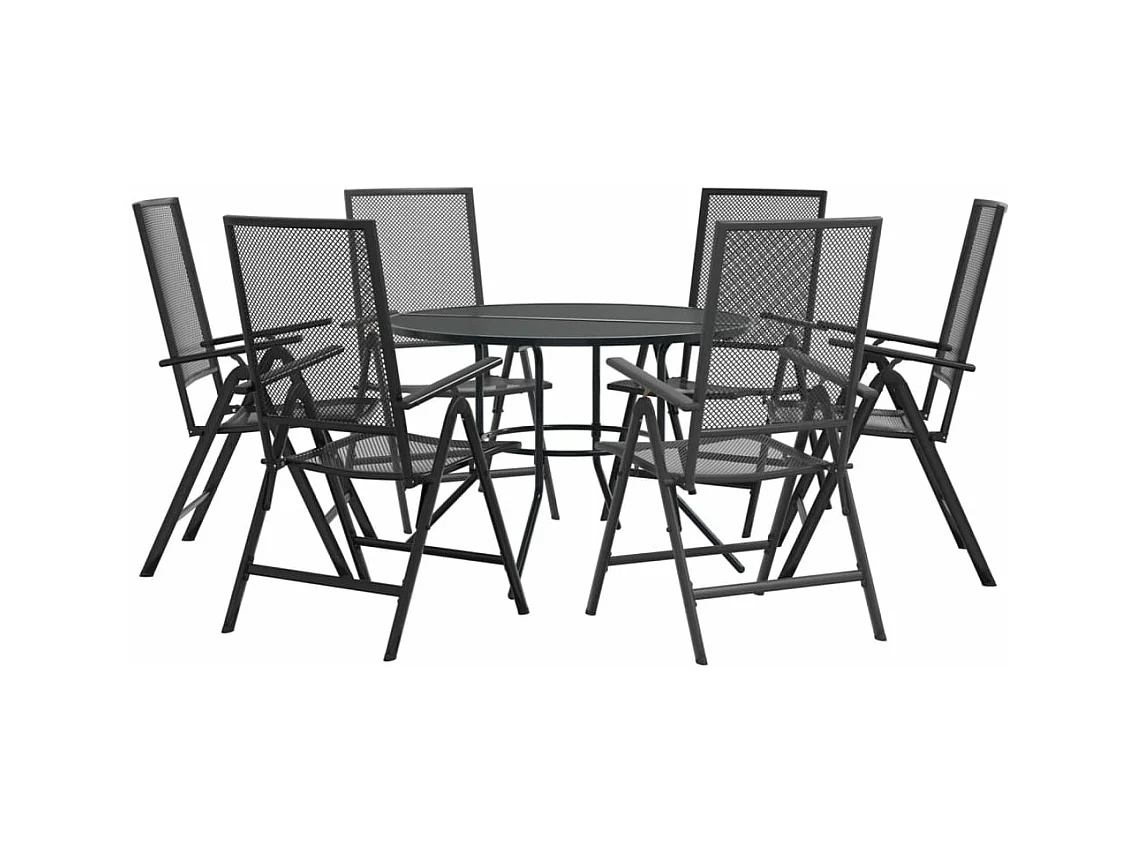 Ensemble de chaises de jardin inclinables 7 pièces anthracite