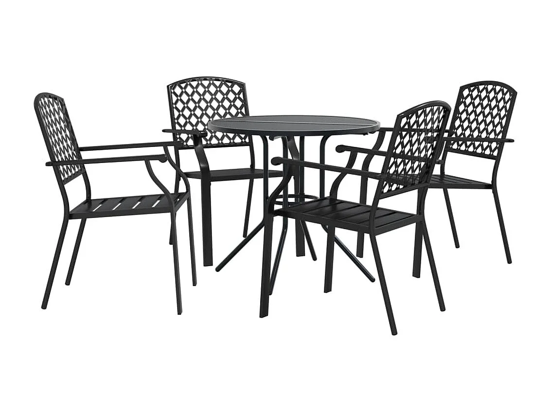 Ensemble de chaises de jardin empilables 5 pièces anthracite
