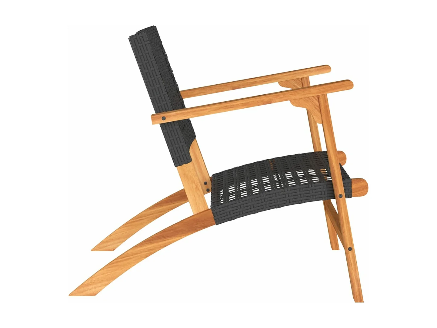 Chaises de jardin lot de 2 noir résine tressée et bois d’acacia