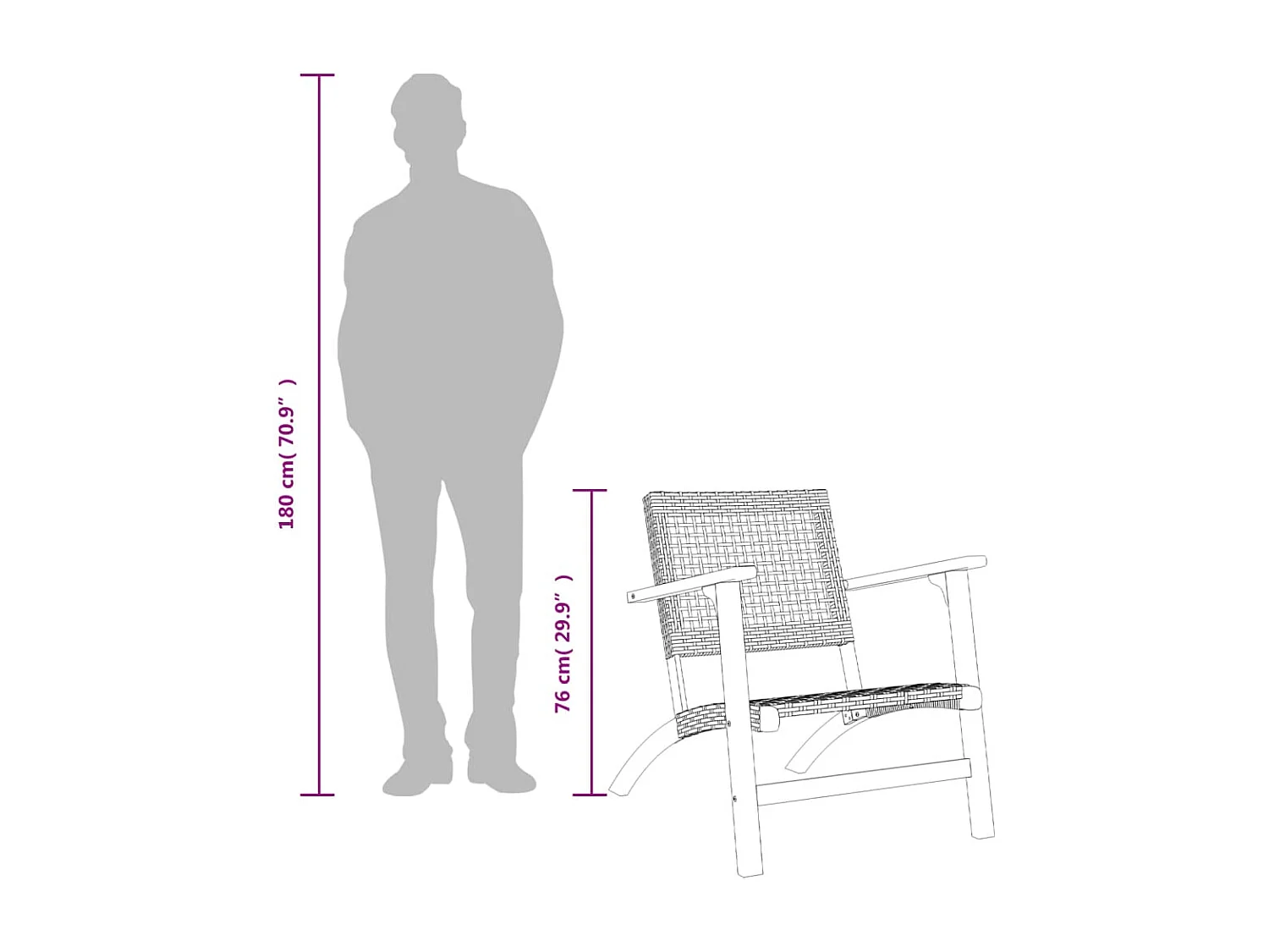 Chaises de jardin lot de 2 noir résine tressée et bois d’acacia