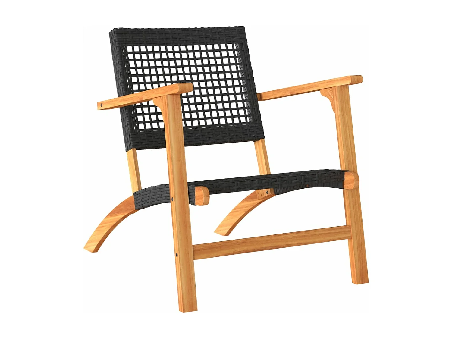 Chaises de jardin lot de 2 noir résine tressée et bois d’acacia