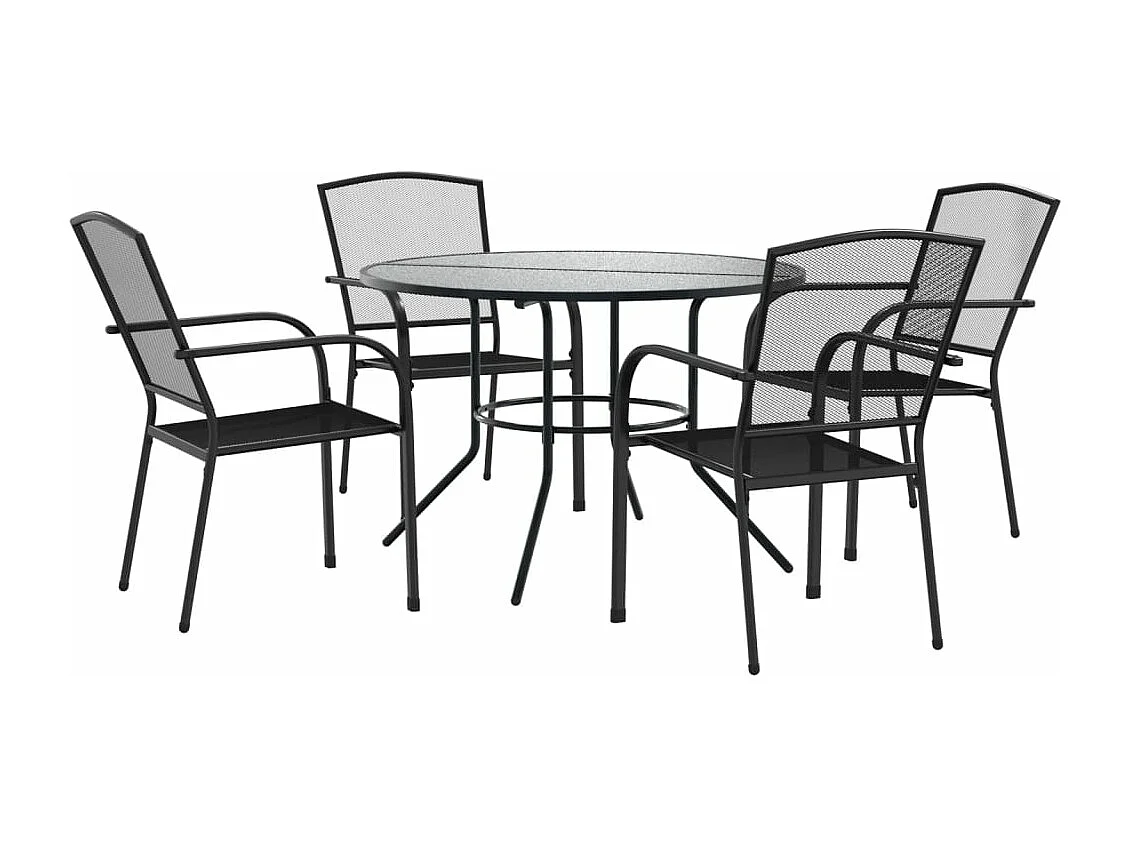 Ensemble de chaises de jardin empilables 5 pièces anthracite