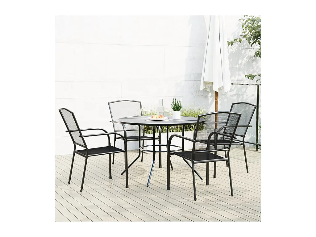 Sillas jardín apilables 5 piezas acero recubrimiento polvo gris