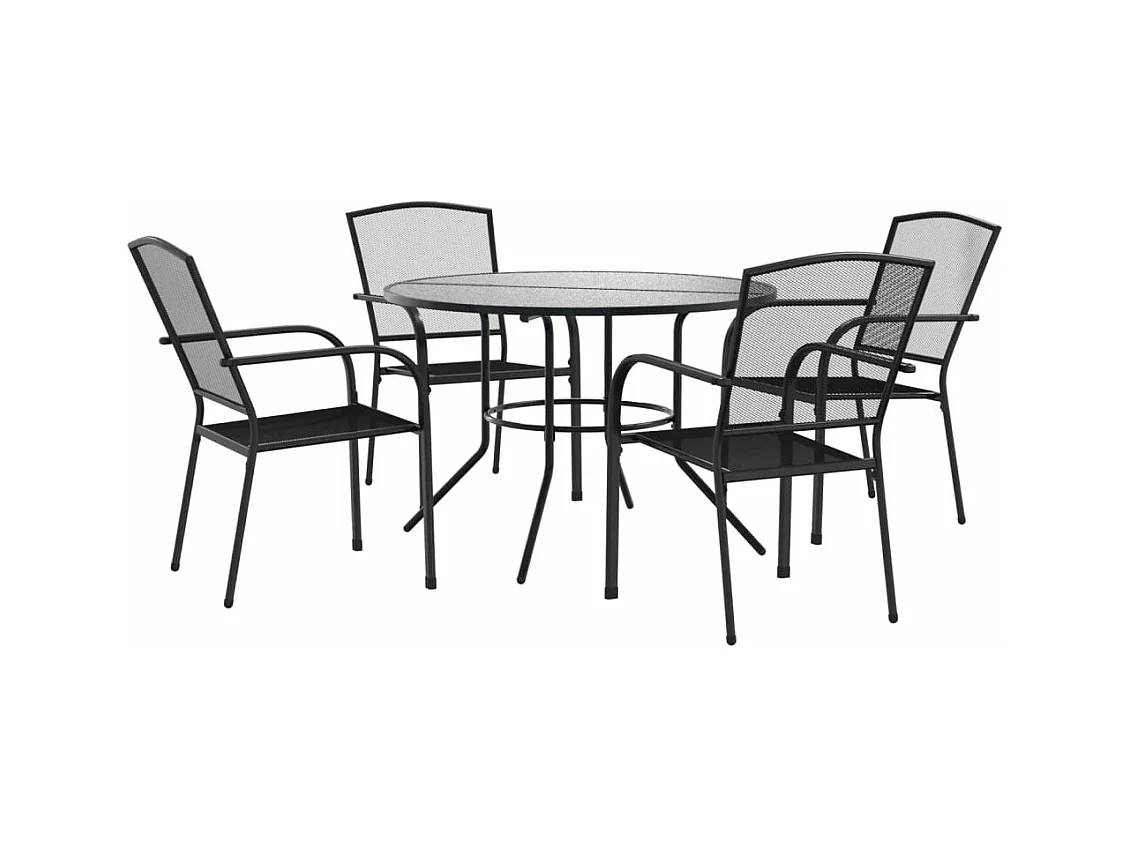 Sillas jardín apilables 5 piezas acero recubrimiento polvo gris