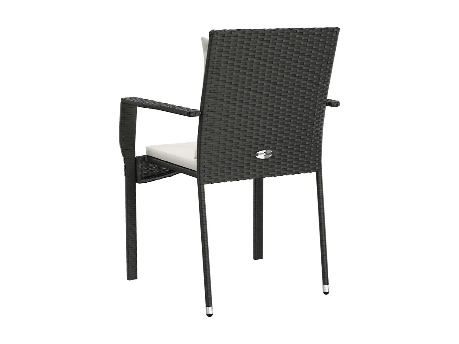 Tuinstoelen 4 stukkenmet kussens poly rattan zwart