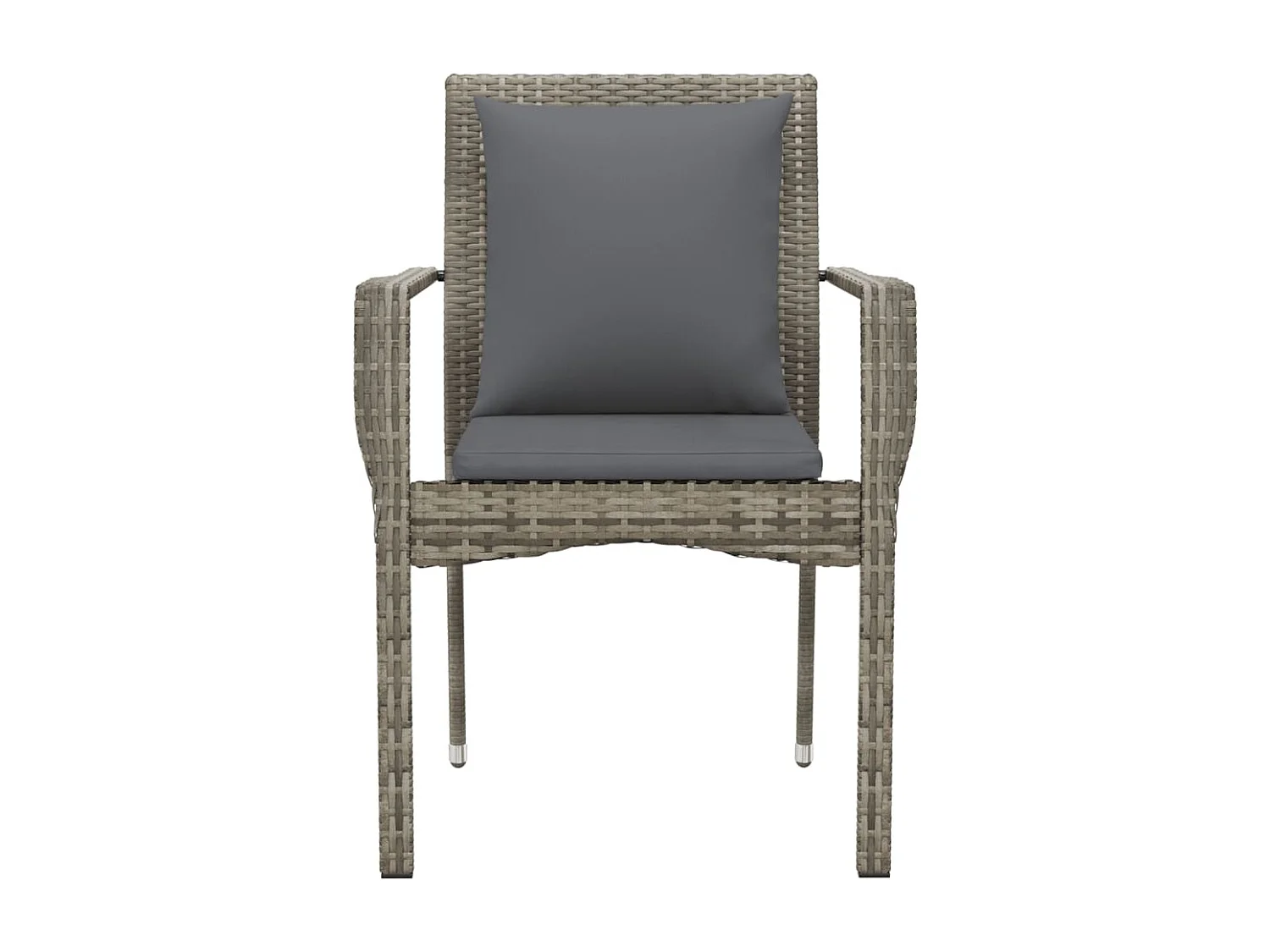 Chaises de jardin avec coussins 2 pièces Résine tressée Gris