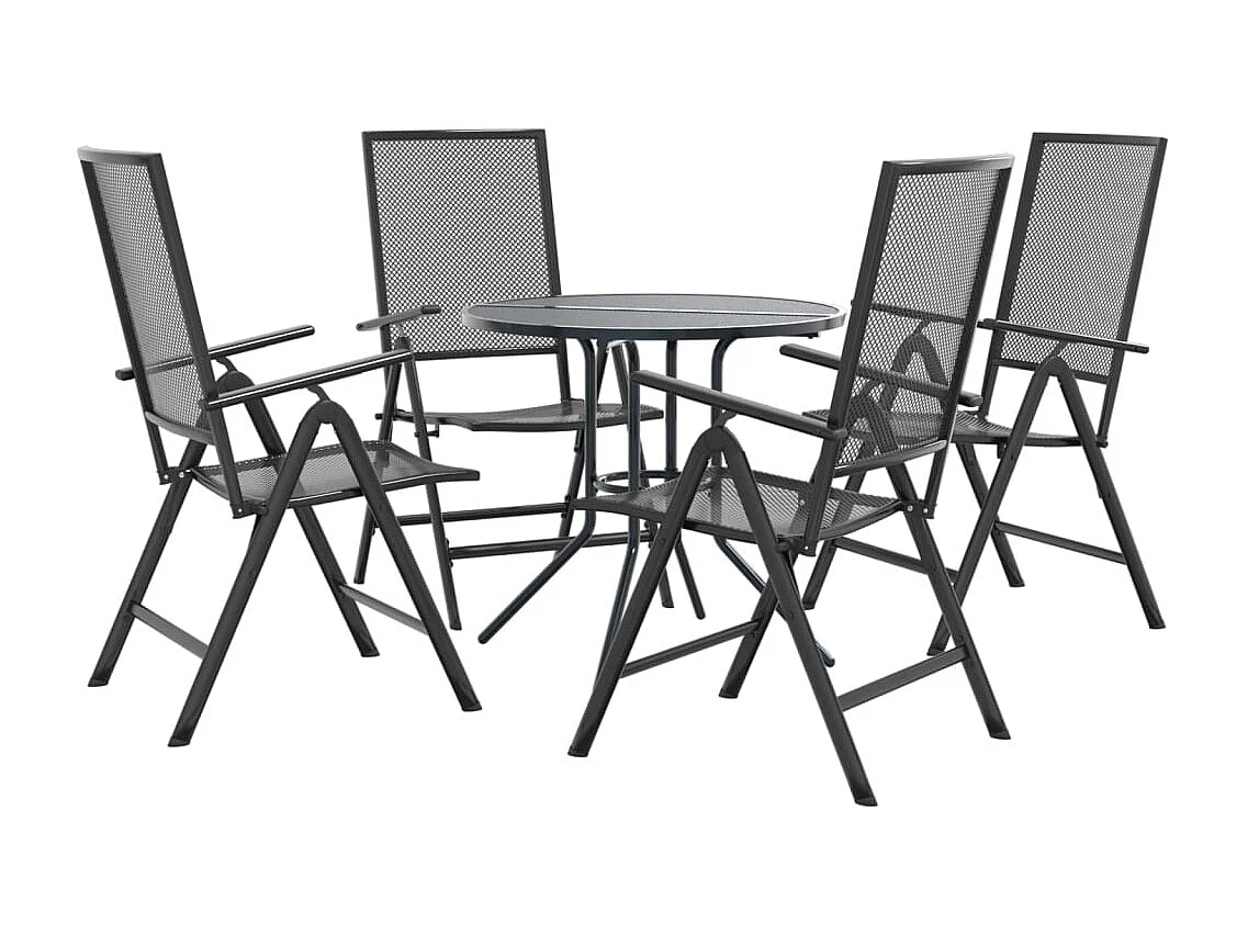 Ensemble de chaises de jardin inclinables 5 pièces anthracite