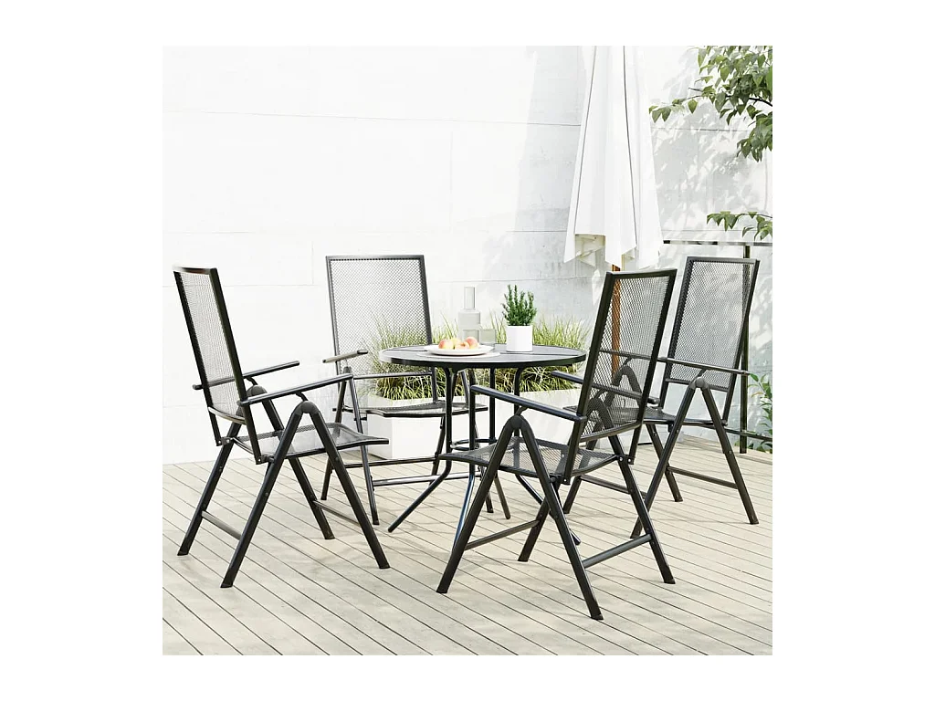 Ensemble de chaises de jardin inclinables 5 pièces anthracite