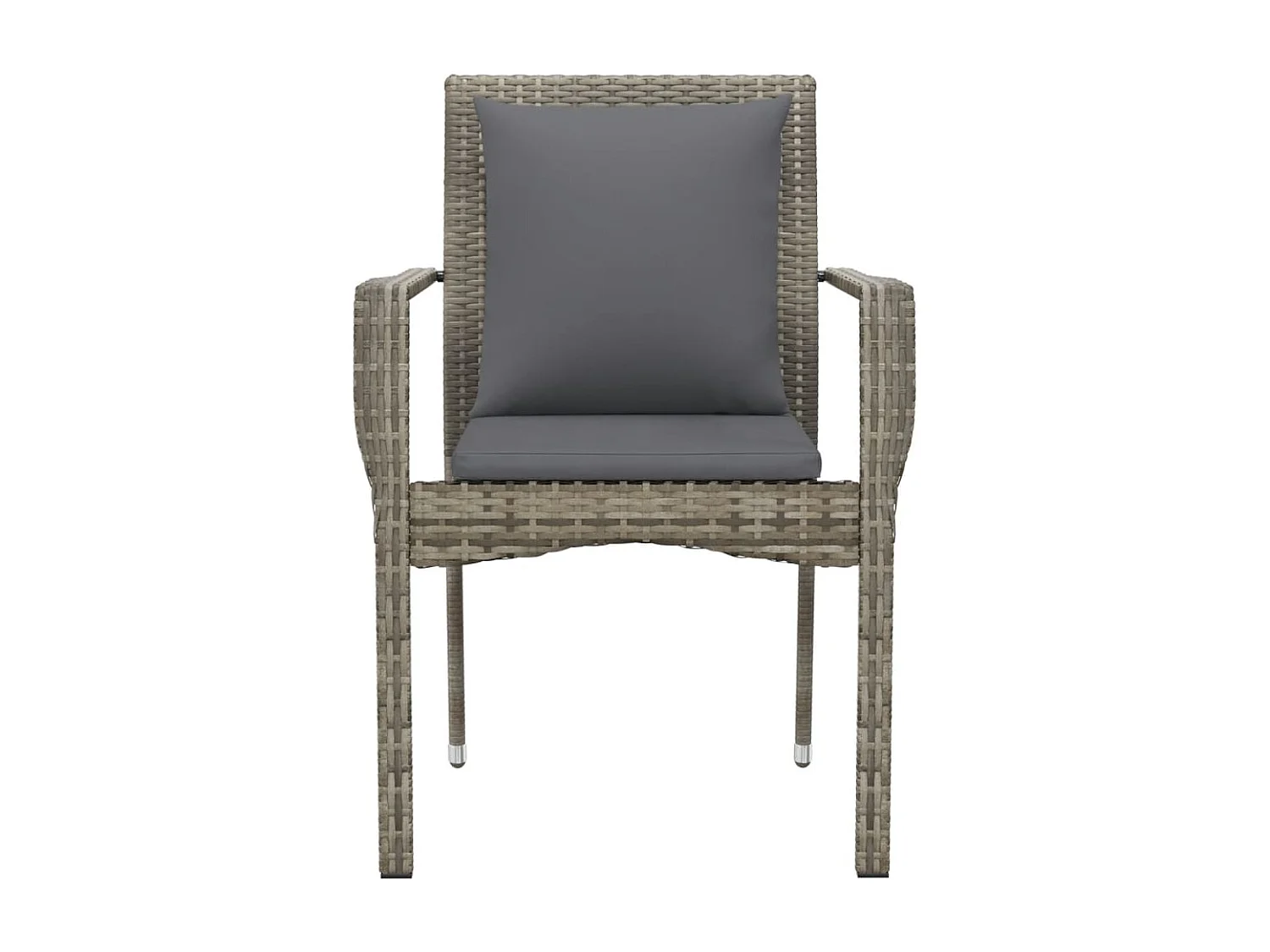 Chaises de jardin avec coussins 4 pièces Résine tressée Gris