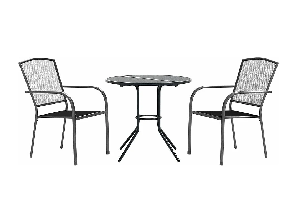 Ensemble de chaises de jardin empilables 3 pièces anthracite