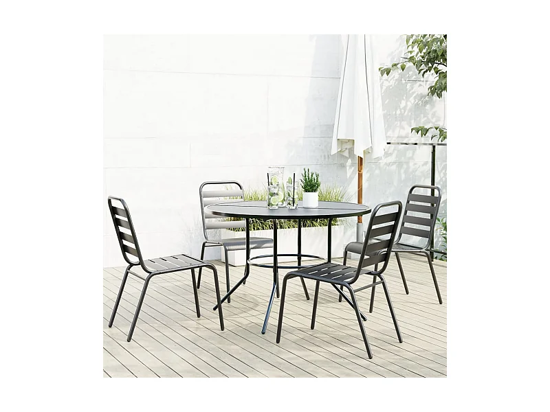 Ensemble de chaises de jardin empilables 5 pièces anthracite