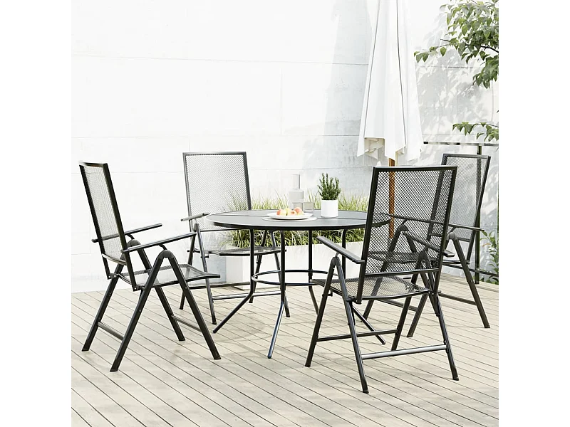 Ensemble de chaises de jardin inclinables 5 pièces anthracite
