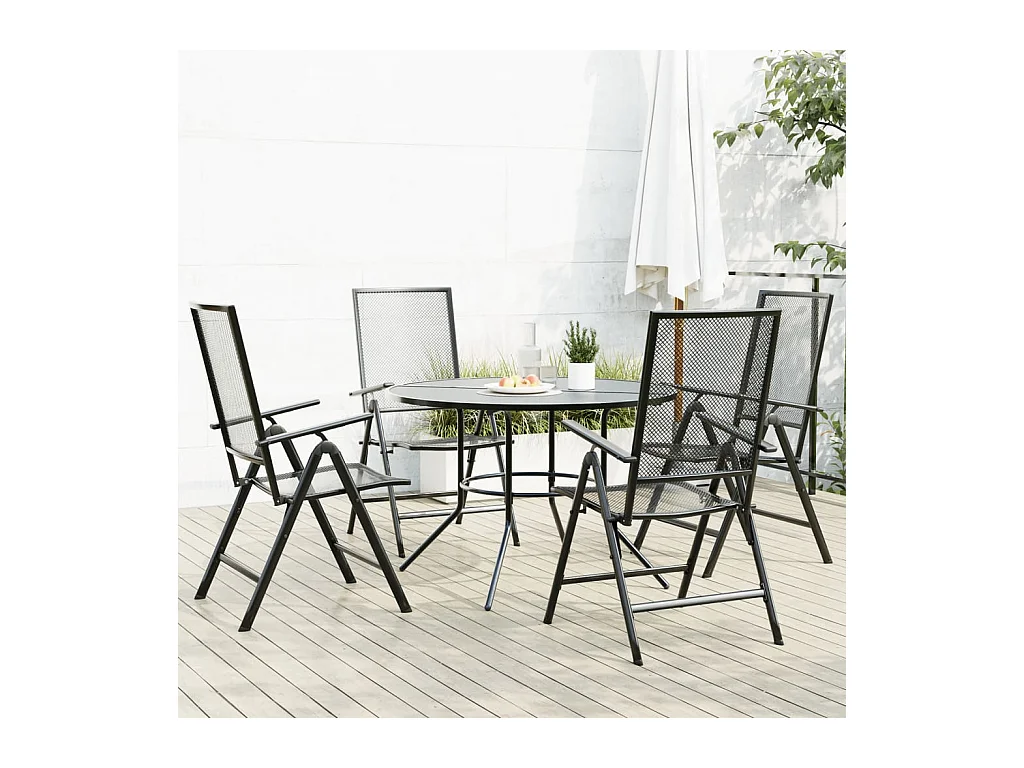 Set de sillas jardín reclinables 5 piezas acero antracita