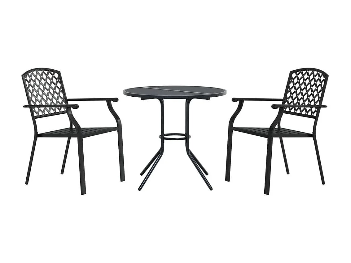 Ensemble de chaises de jardin empilables 3 pièces anthracite
