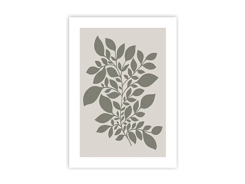 Affiche papier imprimé feuilles sans cadre