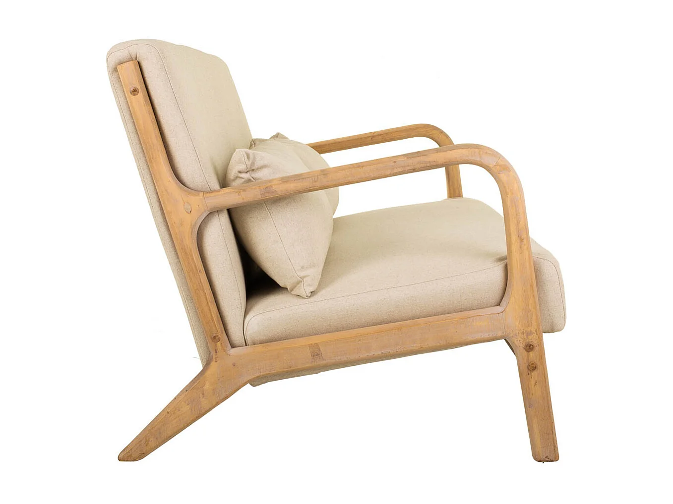Canapé en bois et assise tapissée couleur crème 122x85x34/74h