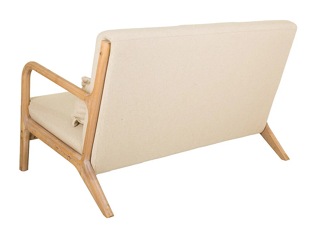 Sofá de madeira com estofamento creme 122x85x34/74