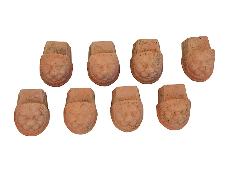 BISCOTTINI Pots de Fleurs Tête de Lion - Pieds en Terre Cuite pour Intérieur et Extérieur - Jardinières - Jardin - 30x8x10 cm - Lot de 8