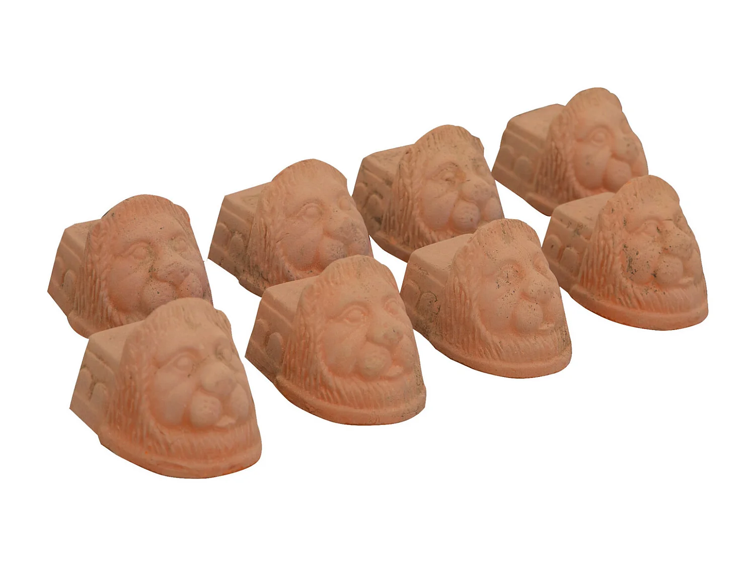 BISCOTTINI Pots de Fleurs Tête de Lion - Pieds en Terre Cuite pour Intérieur et Extérieur - Jardinières - Jardin - 30x8x10 cm - Lot de 8
