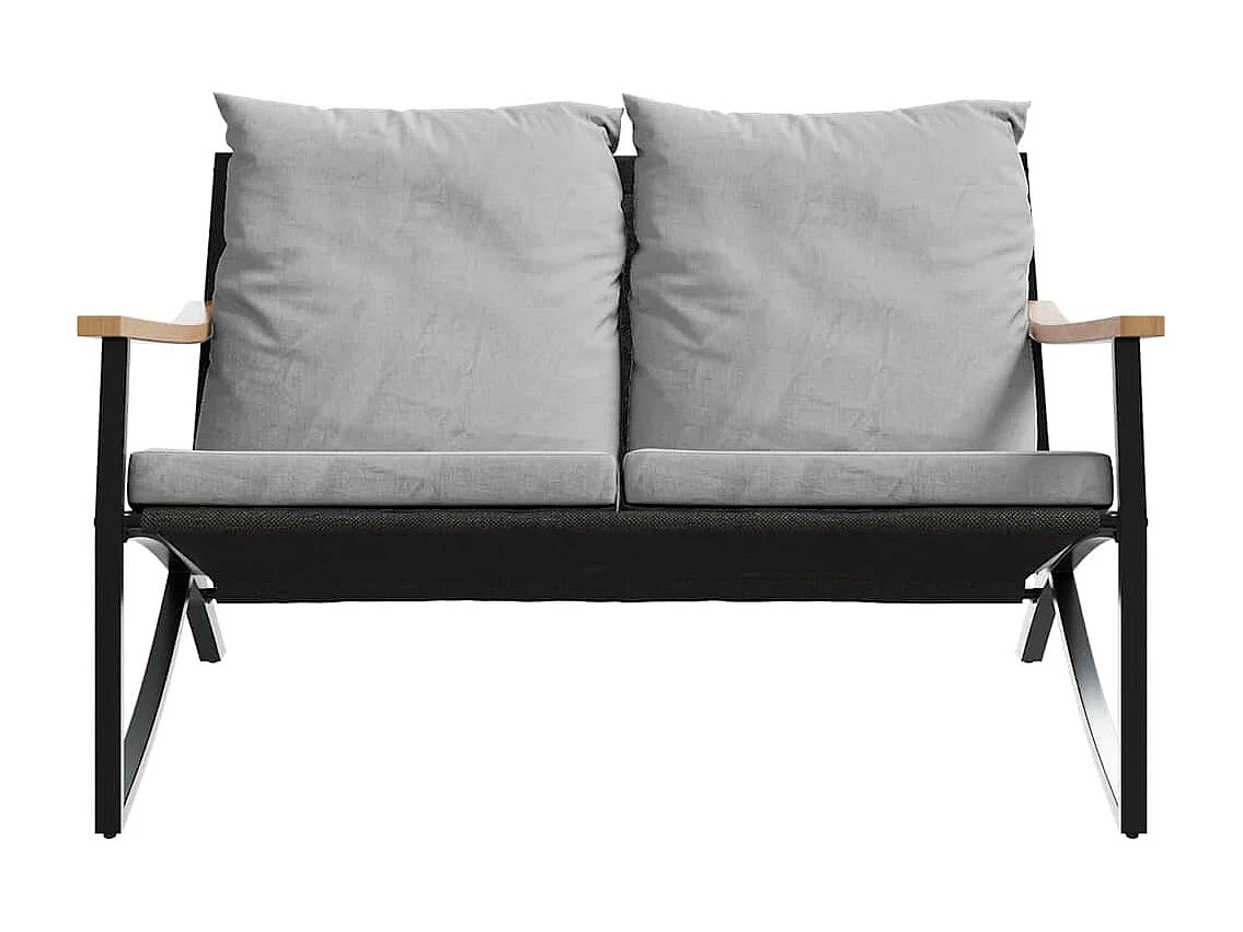 Tuinbank met kussens 120 cm staal zwart