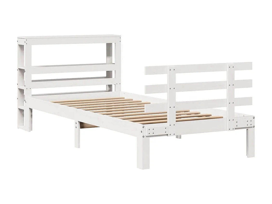 Cadre de lit avec tête de lit sans matelas blanc 75x190 cm