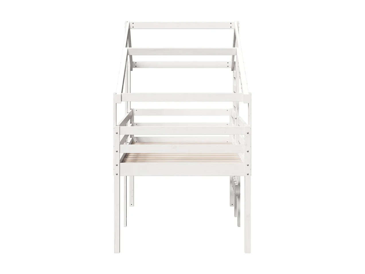 Lit haut avec toit blanc 90x200 cm bois de pin massif
