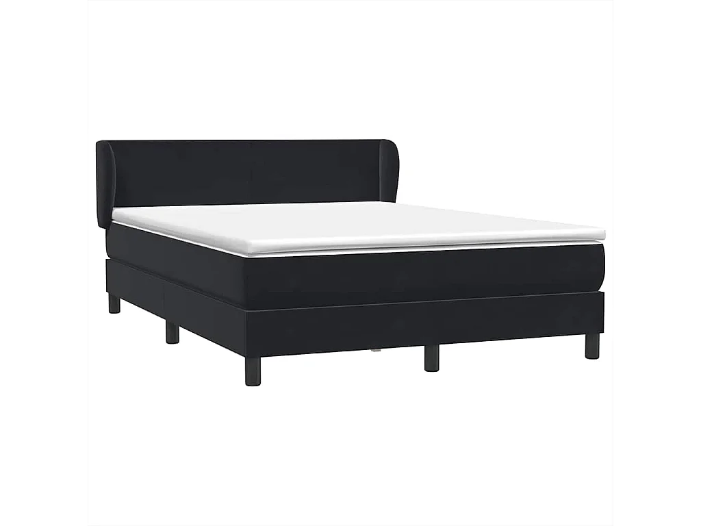 Cama box spring con colchón terciopelo negro 140x210 cm