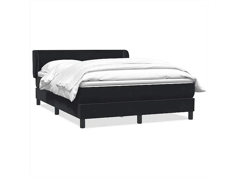 Cama box spring con colchón terciopelo negro 140x210 cm