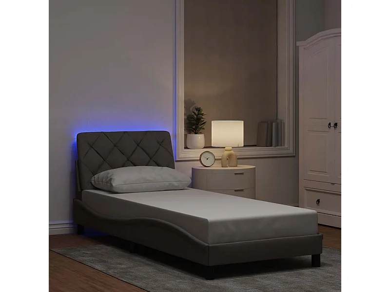 Cadre de lit avec LED sans matelas taupe 80x200 cm tissu