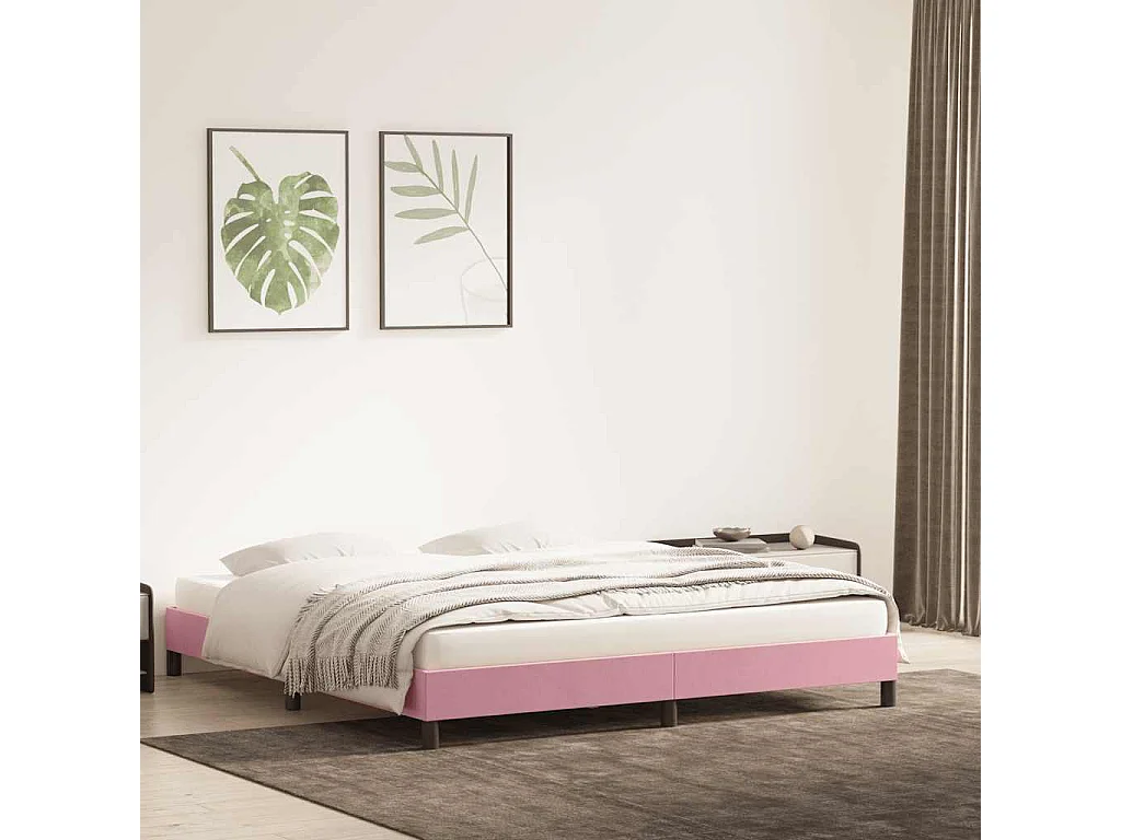 Cadre de lit sans matelas rose 180x220 cm velours