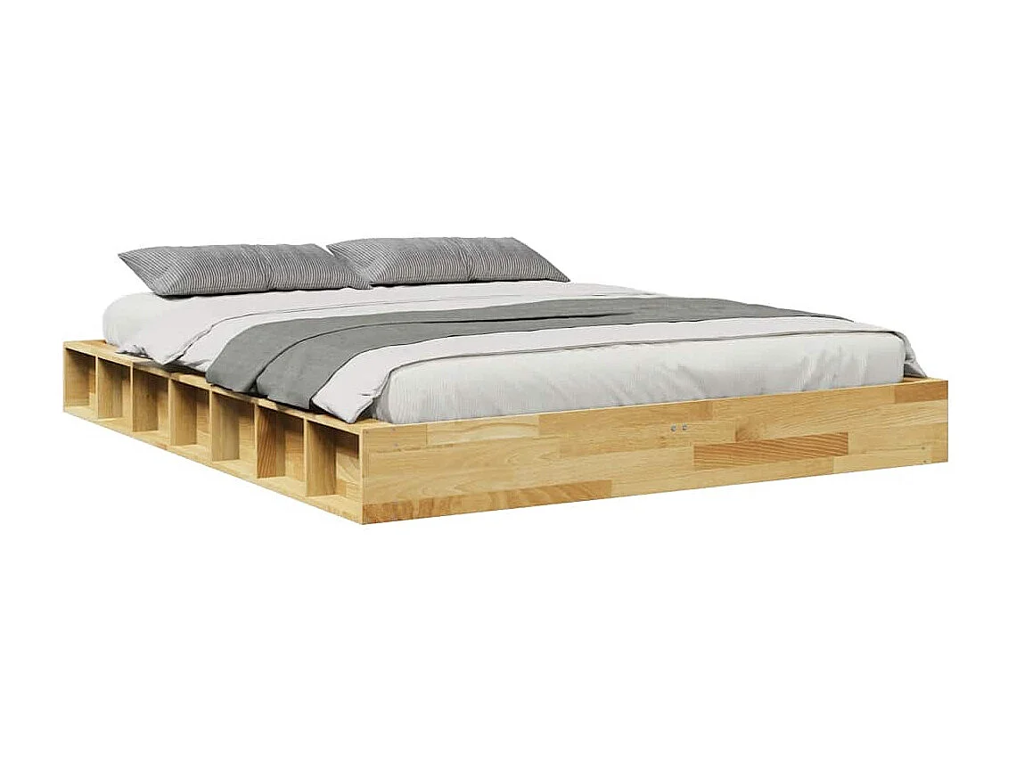 Cadre de lit sans matelas 160x200 cm bois massif de chêne
