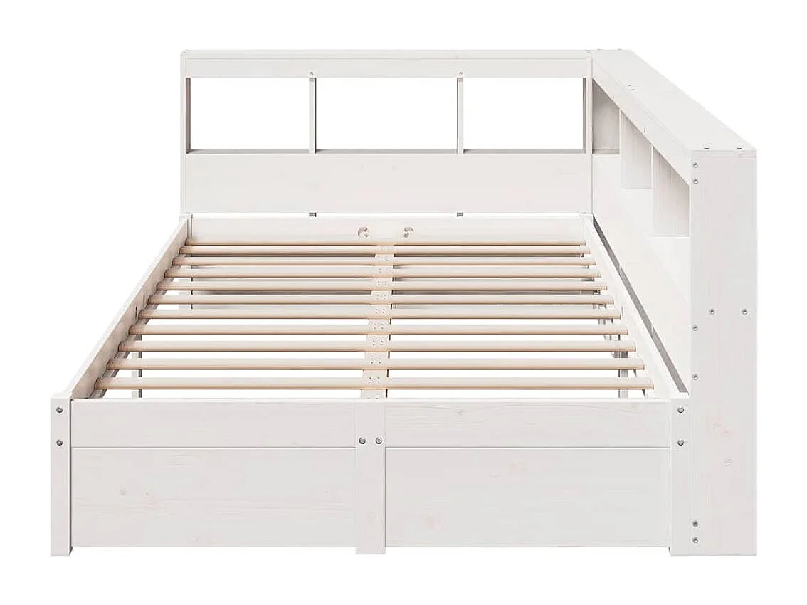Lit bibliothèque sans matelas blanc 120x200 cm bois pin massif