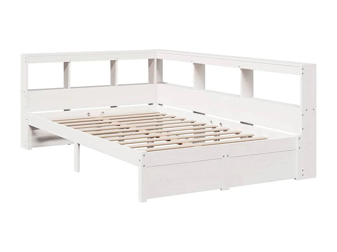 Cama con estantería sin colchón madera maciza blanca 120x200 cm
