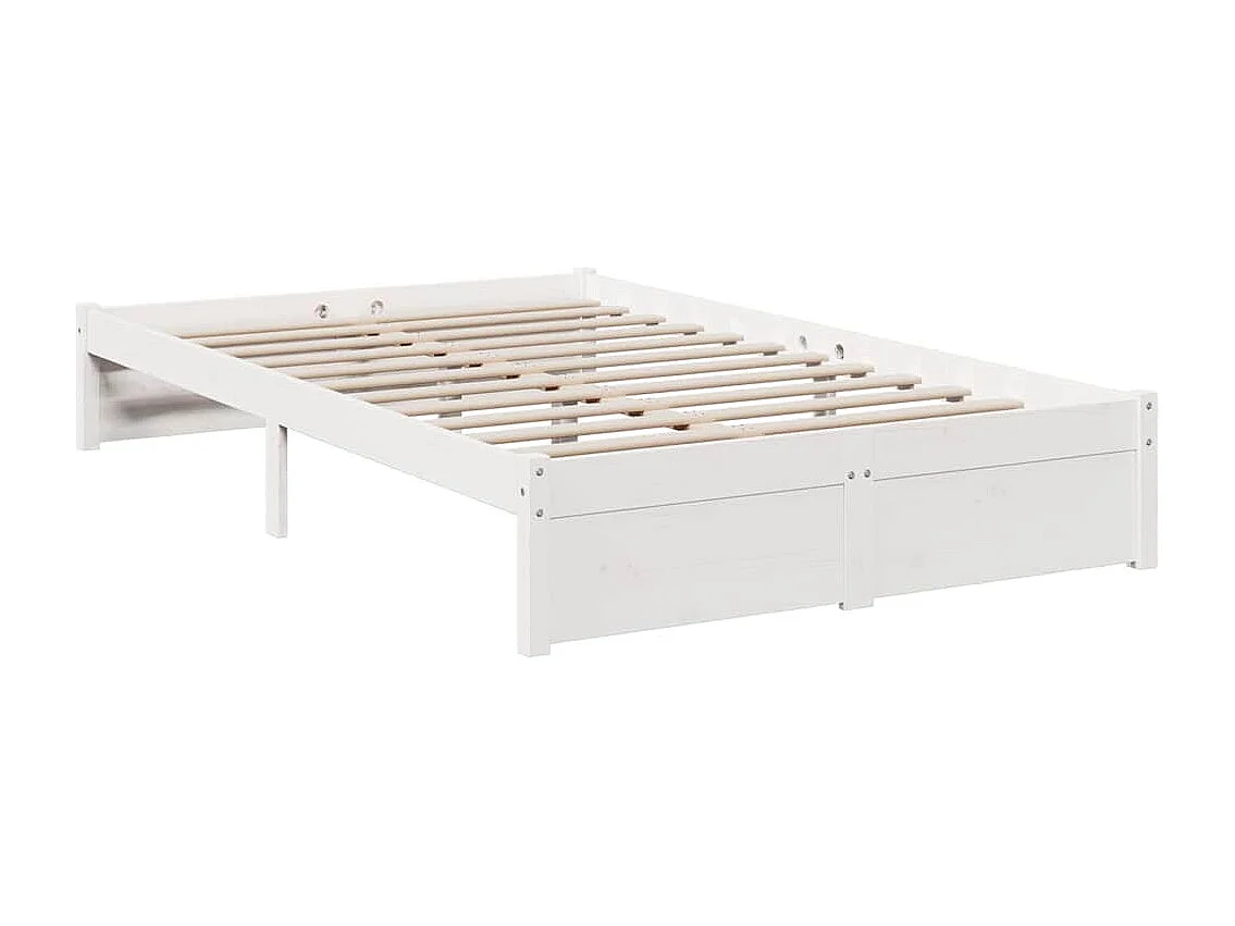 Cama con estantería sin colchón madera maciza blanca 120x200 cm
