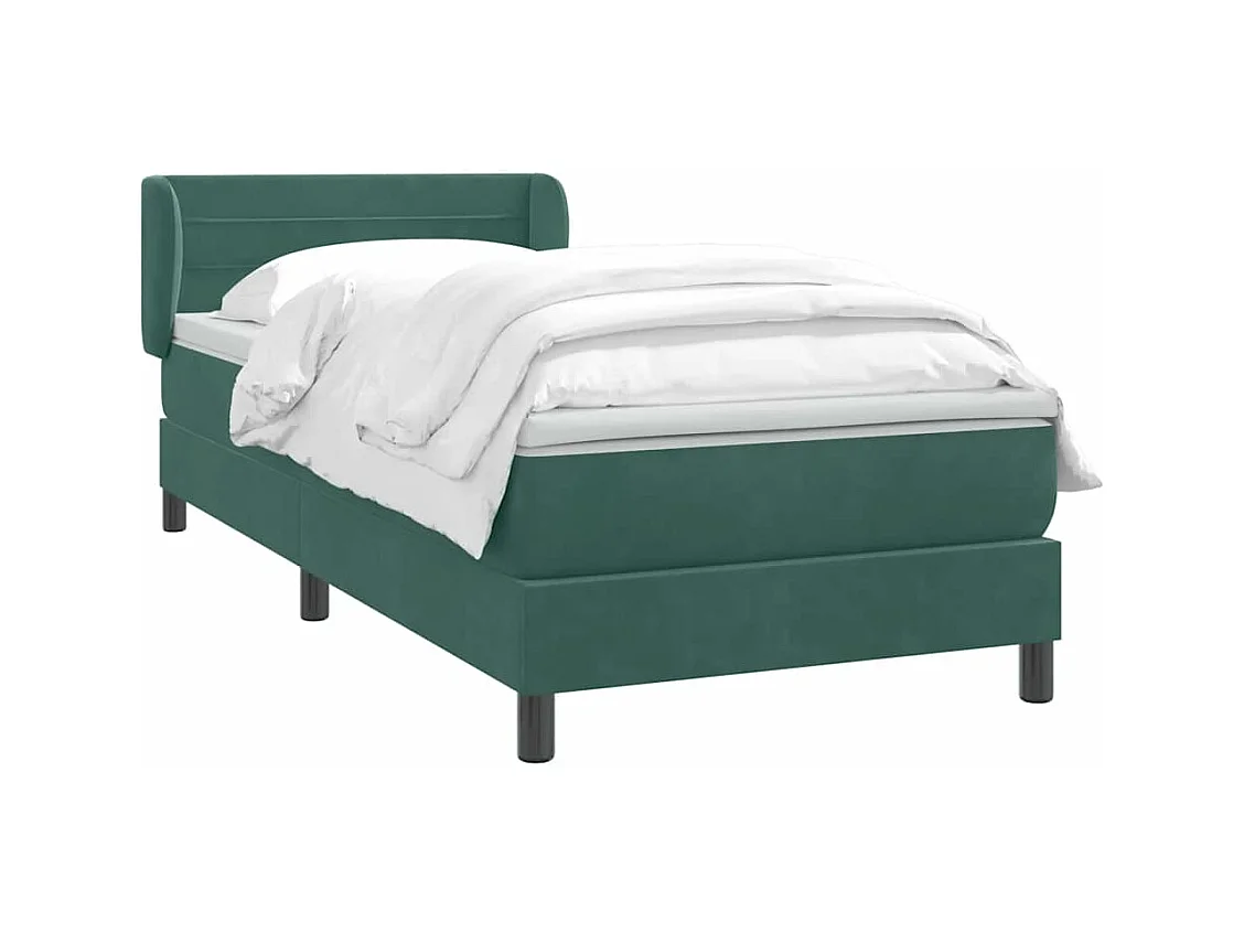 Sommier à lattes de lit et matelas vert foncé 80x220 cm velours