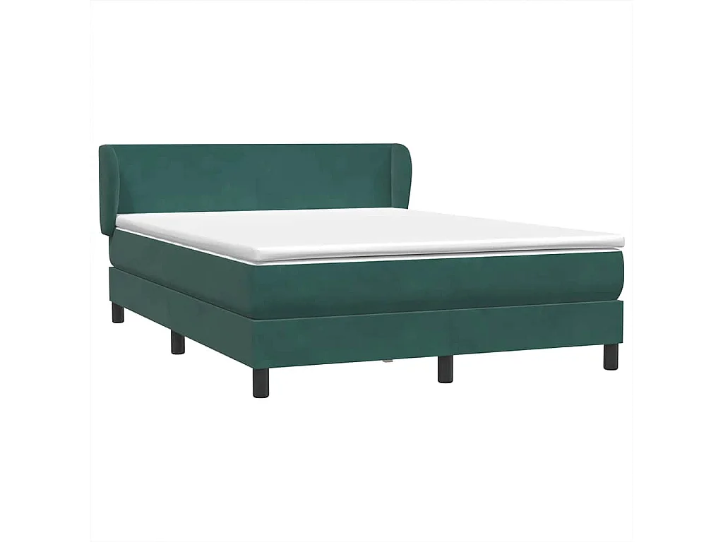 Box Cama primavera com Colchão Verde Escuro 140x210 cm Veludo