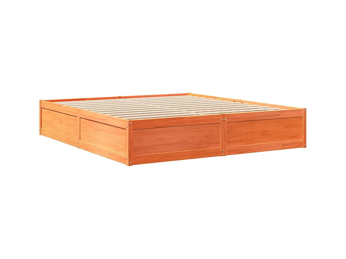 Lit bibliothèque sans matelas cire marron 180x200 cm pin massif