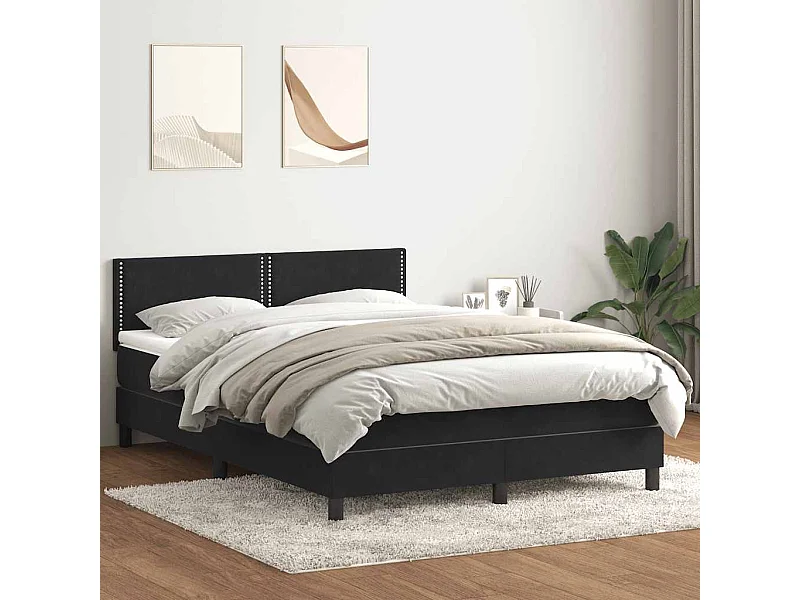Cama com molas/colchão 140x220 cm veludo preto