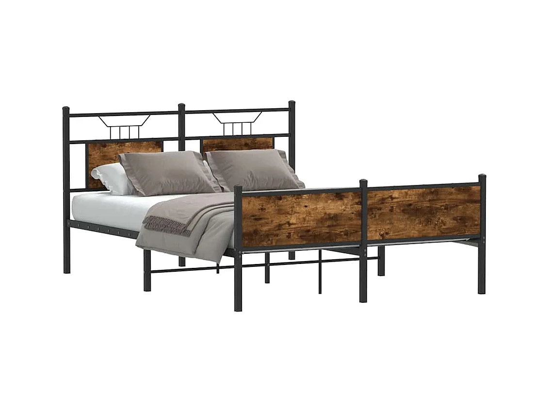 Cadre de lit sans matelas chêne fumé 140x190 cm bois ingénierie
