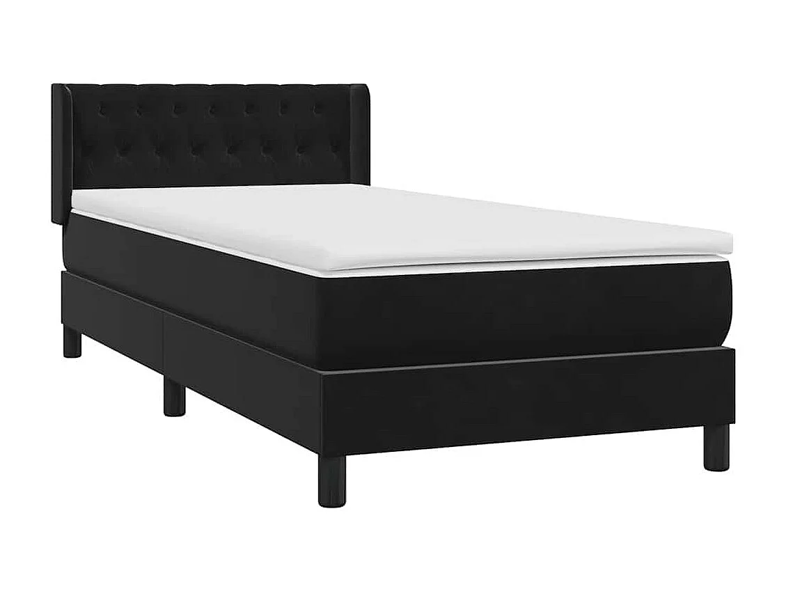 Sommier à lattes de lit avec matelas noir 90x220 cm velours