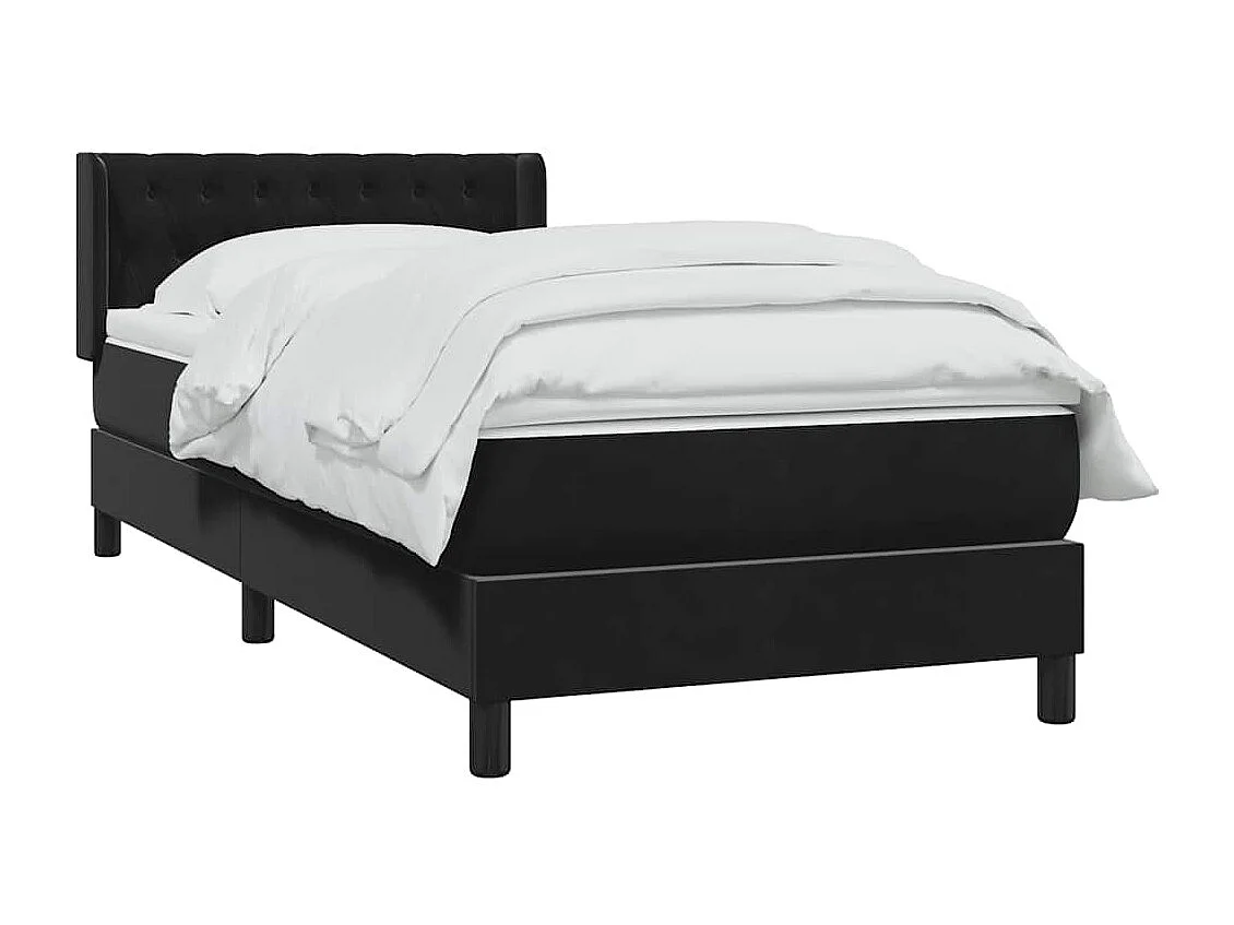 Sommier à lattes de lit avec matelas noir 90x220 cm velours