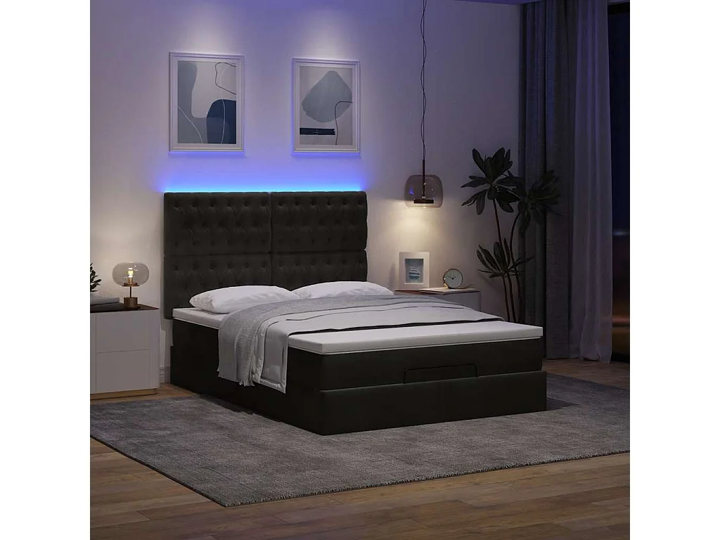 Estrutura de cama otomana com colchões 140x190 cm veludo preto