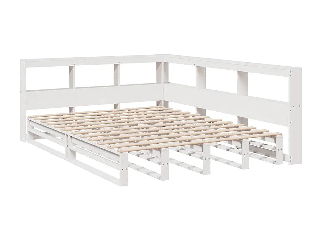 Lit bibliothèque sans matelas blanc 140x190 cm bois pin massif