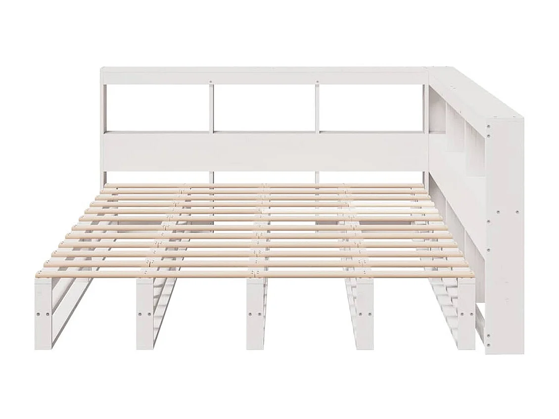 Lit bibliothèque sans matelas blanc 140x190 cm bois pin massif