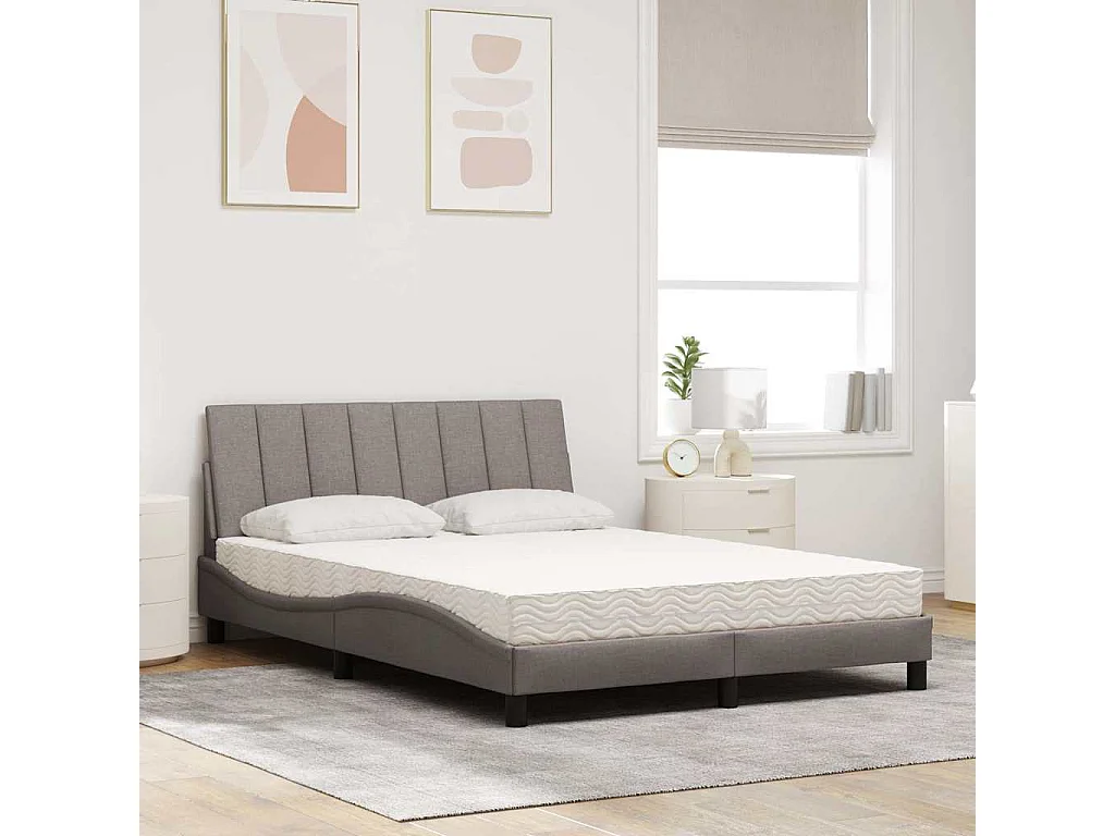 Lit avec matelas taupe 120x200 cm tissu