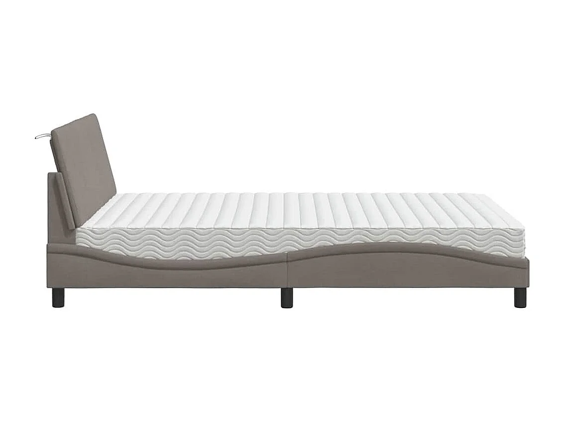 Lit avec matelas taupe 120x200 cm tissu