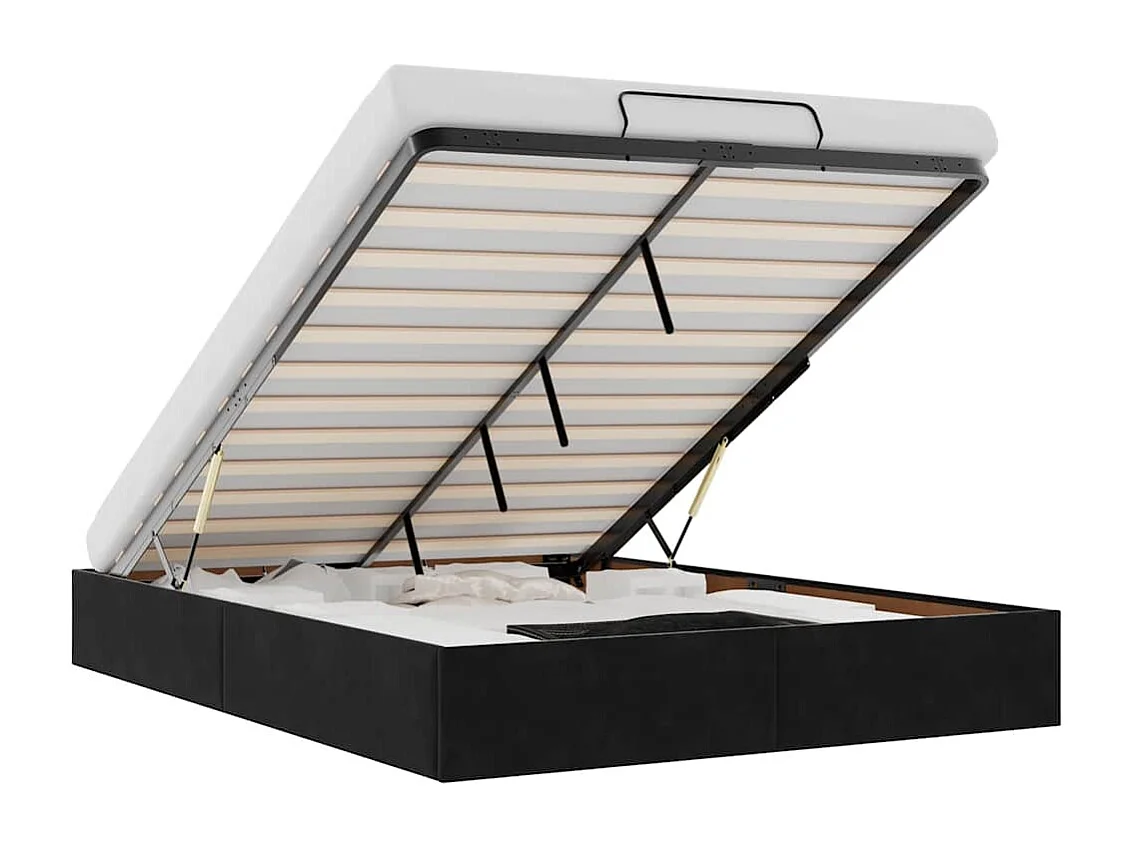 Cadre de lit ottoman sans matelas noir 140x190 cm velours