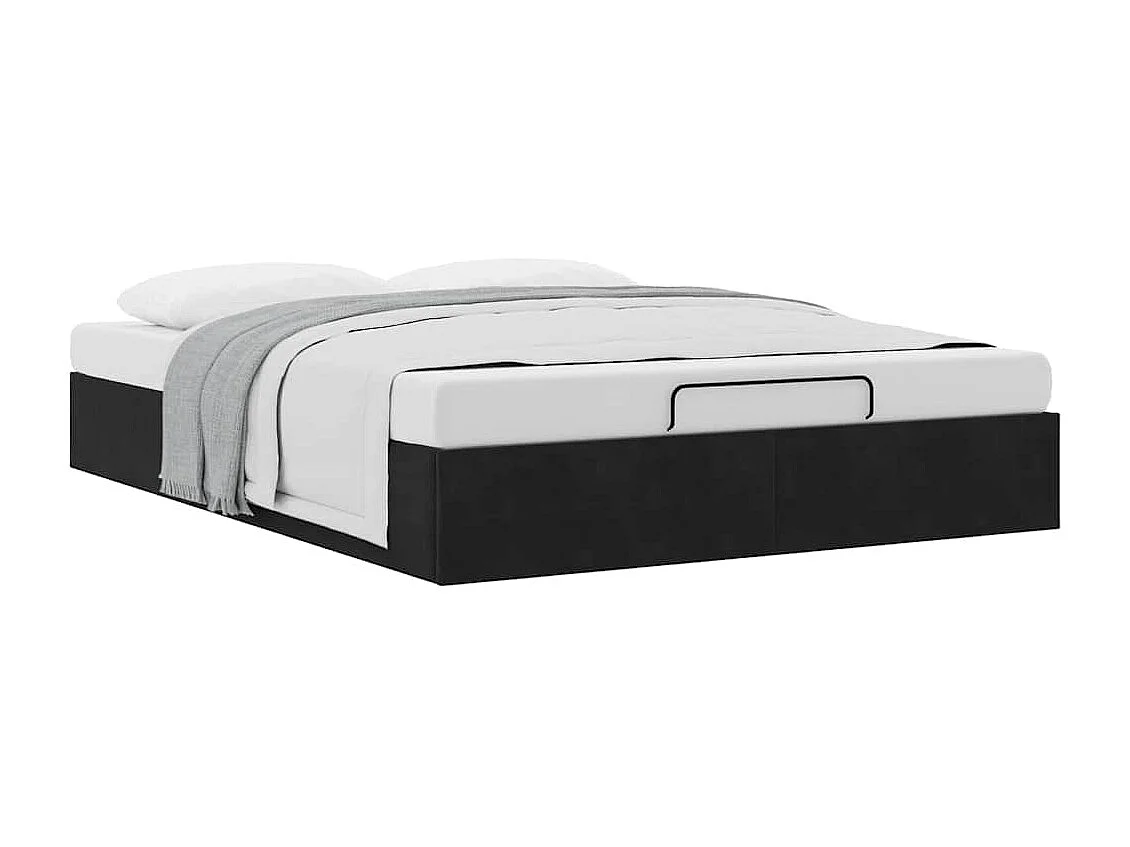 Estrutura de cama otomana sem colchão 140x190 cm veludo preto